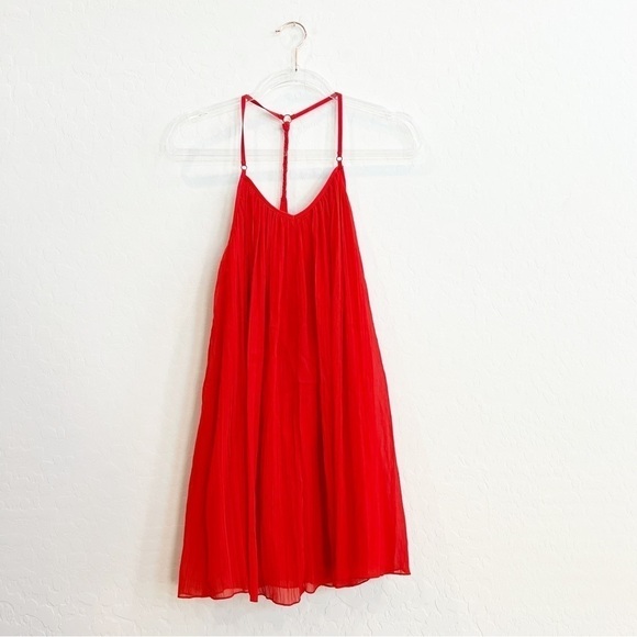 Abercrombie & Fitch Women's Pleated Flowy Mini Dress Racer Back Red XS - Picture 1 of 8
